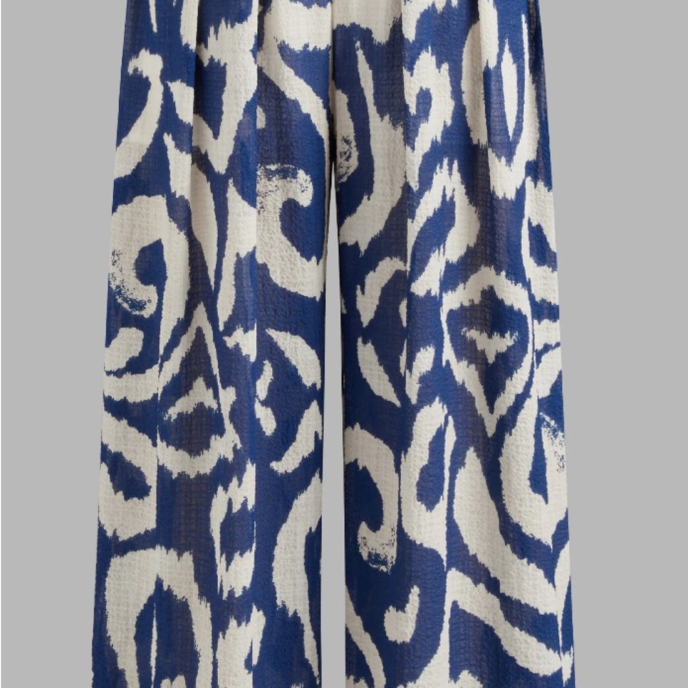 Cider Blue and White Wide Leg Pants - Picture 3 of 4